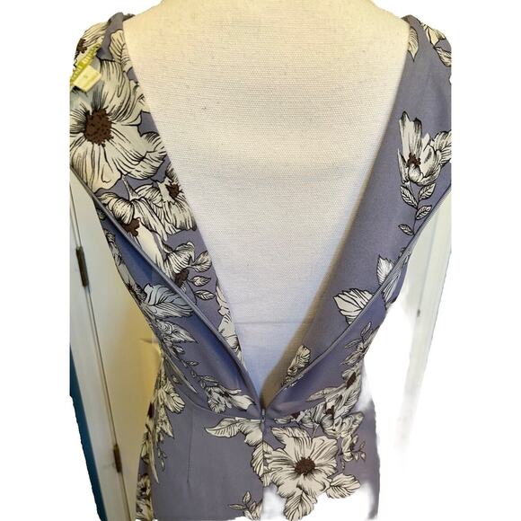 Gianni Bini Small Periwinkle Floral Ruffle Hem Tie Front Dress Sleeveless - Picture 9 of 15